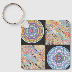Porte-clés Conception de cercle concentrique arc-en-ciel