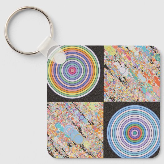 Porte-clés Conception de cercle concentrique arc-en-ciel (Recto)