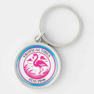 Porte-clés Conception de cercle d'été flamant rose-68730