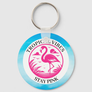 Porte-clés Conception de cercle d'été flamant rose-68730