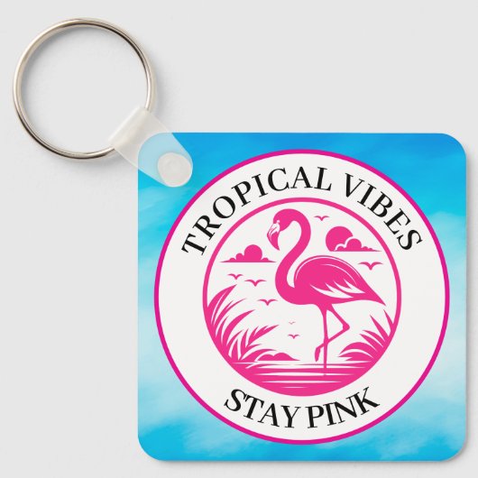 Porte-clés Conception de cercle d'été flamant rose-68730 (Recto)