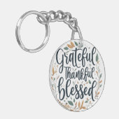 Porte-clés Conception de cercle Grateful, Thankful, Blessed (Devant gauche)