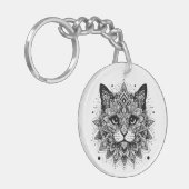 Porte-clés Conception de chat à motif mandala (Devant gauche)