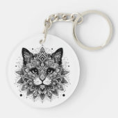 Porte-clés Conception de chat à motif mandala (Dos)