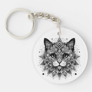 Porte-clés Conception de chat à motif mandala