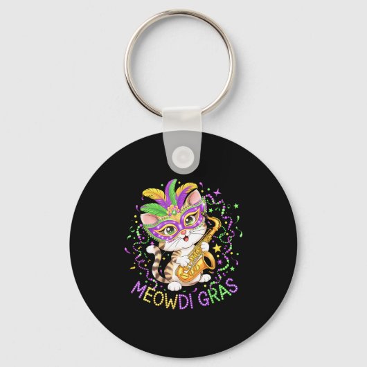 Porte-clés Conception de chat de Mardi gras drôle (Recto)