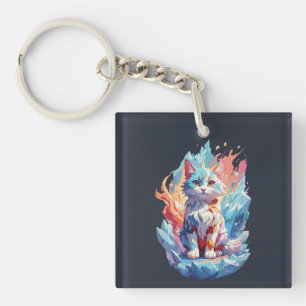 Porte-clés Conception de chat en cristal mignon Imaginaire