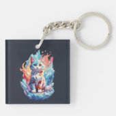 Porte-clés Conception de chat en cristal mignon Imaginaire (Dos)