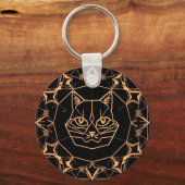 Porte-clés Conception de chat géométrique avec lignes dorées (Recto)