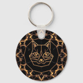 Porte-clés Conception de chat géométrique avec lignes dorées (Verso)