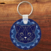 Porte-clés Conception de chat géométrique entourée d'étoiles  (Recto)