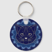 Porte-clés Conception de chat géométrique entourée d'étoiles  (Verso)