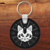 Porte-clés Conception de chat géométrique entourée d'étoiles  (Verso)