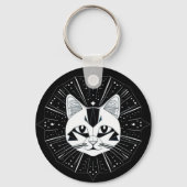 Porte-clés Conception de chat géométrique entourée d'étoiles  (Verso)