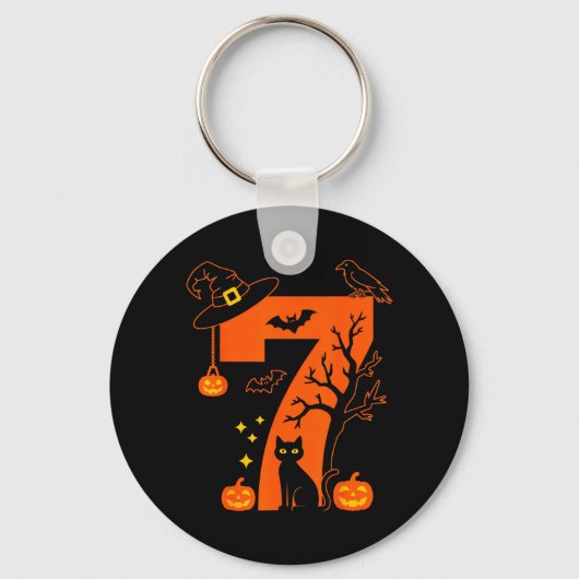 Porte-clés Conception de chat noir d'Halloween numéro 7 effra (Recto)