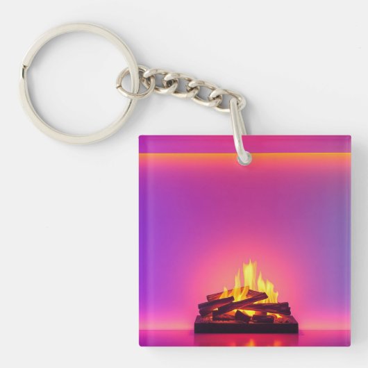 Porte-clés Conception de cheminée rose (Devant)