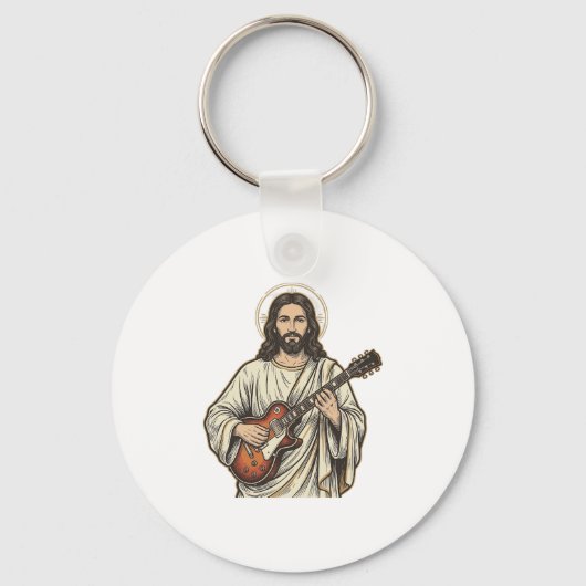 Porte-clés Conception de chemise à gravure de guitariste sacr (Recto)