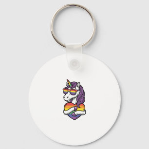 Porte-clés Conception de chemise de fierté de coeur de licorn