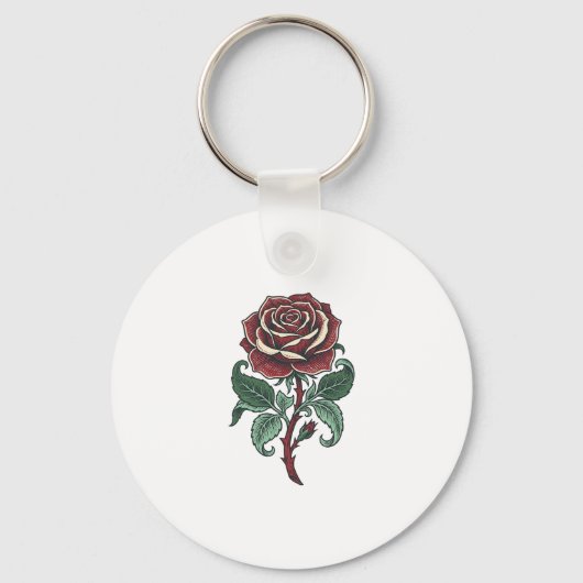 Porte-clés Conception de chemise florale de rose gravée vinta (Recto)