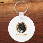 Porte-clés Conception de chemise pour papa de chat rétro vint (Recto)