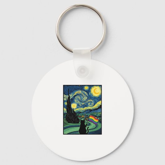 Porte-clés Conception de chemise vectorielle de paysage noctu (Recto)