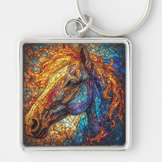 Porte-clés Conception de cheval en vitrail (Devant)