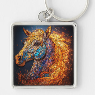 Porte-clés Conception de cheval en vitrail