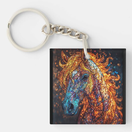 Porte-clés Conception de cheval en vitrail (Devant)
