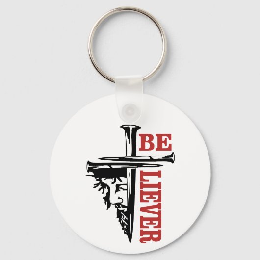 Porte-clés Conception de clou de croix de Jésus – Puissant Ch (Recto)