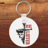 Porte-clés Conception de clou de croix de Jésus – Puissant Ch (Verso)