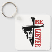 Porte-clés Conception de clou de croix de Jésus – Puissant Ch (Recto)