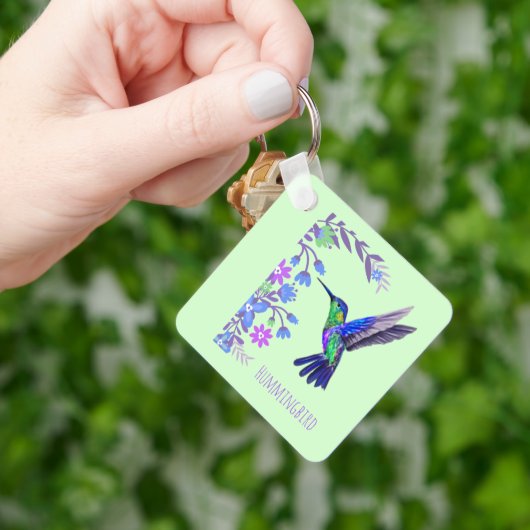 Porte-clés Conception de colibri Fleurs botaniques Amoureux d (main)