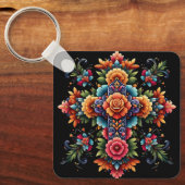 Porte-clés Conception de croix florales mexicaine (Recto)