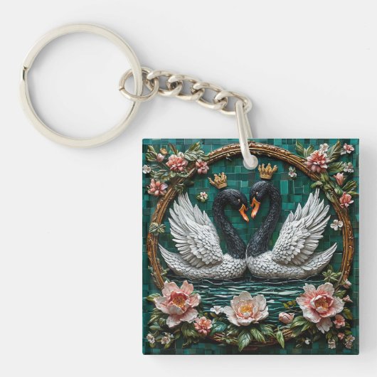 Porte-clés Conception de cygnes couronnés pour cadeau de natu (Devant)