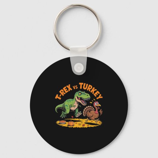 Porte-clés Conception de dinosaure drôle de Thanksgiving T-re (Recto)