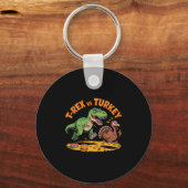 Porte-clés Conception de dinosaure drôle de Thanksgiving T-re (Recto)