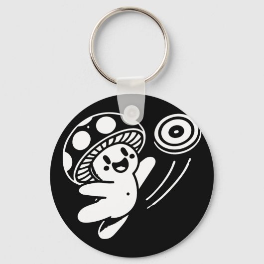 Porte-clés Conception de disc golf cool, joli champignon drôl (Recto)