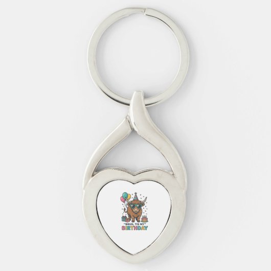 Porte-clés Conception de fête d'anniversaire drôle de vache d (Devant)