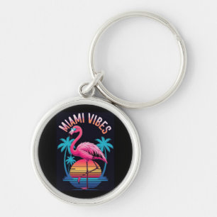 Porte-clés Conception de flamant rose d'été Miami Vibes-63454