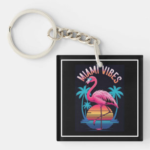 Porte-clés Conception de flamant rose d'été Miami Vibes-63454