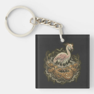 Porte-clés Conception de flamant rose effrayant pour Hallowee