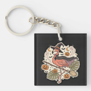 Porte-clés Conception de flamant rose effrayant vintage pour