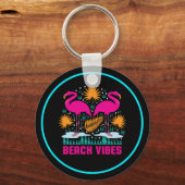 Porte-clés Conception de flamants roses de vibes de plage (Verso)