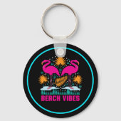 Porte-clés Conception de flamants roses de vibes de plage (Verso)
