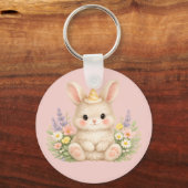 Porte-clés Conception de fleur sauvage de lapin duveteux pour (Recto)
