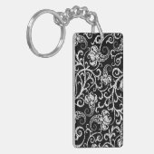 Porte-clés Conception de fleurs de dalmatien noir mignon (Devant gauche)