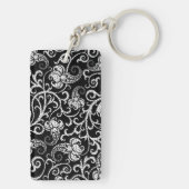 Porte-clés Conception de fleurs de dalmatien noir mignon (Dos)