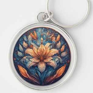 Porte-clés Conception de fleurs de mandala colorées