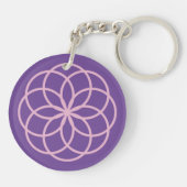 Porte-clés Conception de fleurs rose et violet en acrylique d (Dos)