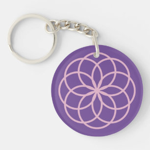 Porte-clés Conception de fleurs rose et violet en acrylique d